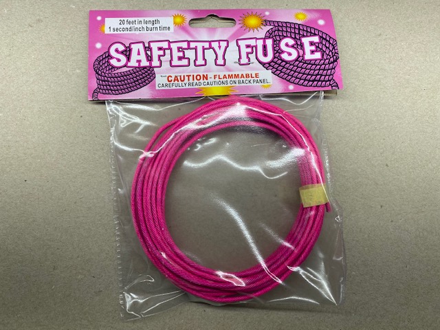 20ft Pink PERFECT hobby fuse 10 seconds